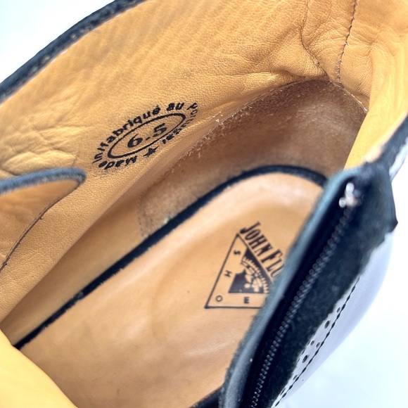 John Fluevog The Bronte Burgundy Black Leather Ankle Boots - Picture 6 of 8